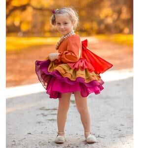 Millie Mae Falling Leaves Shortie Dress Girls 3T Fall Ruffle Boutique